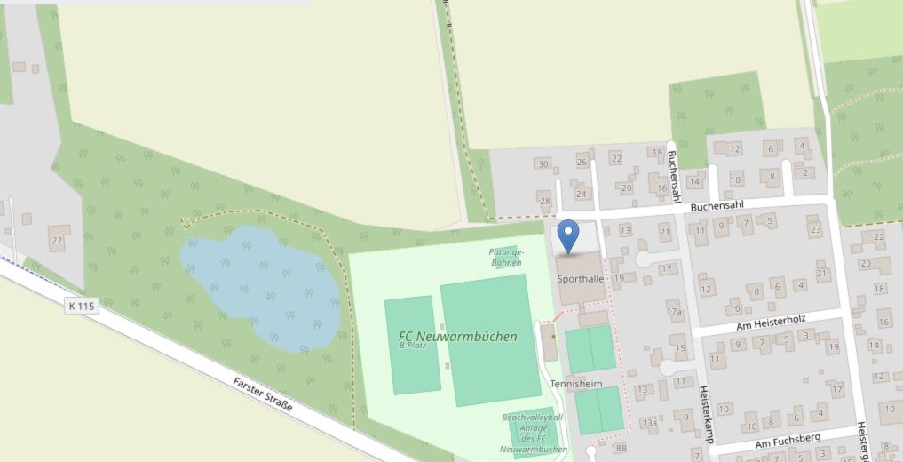 Lage von Gastro beim FCN am Sportplatz in Neuwarmbüchen